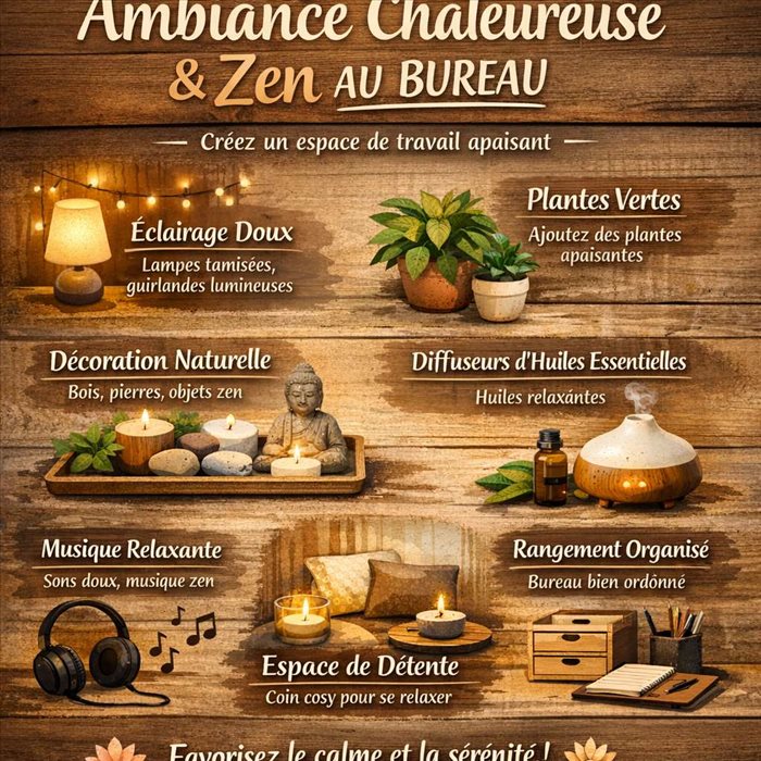 Quelles sont les meilleures astuces pour créer une ambiance chaleureuse et zen au bureau ?