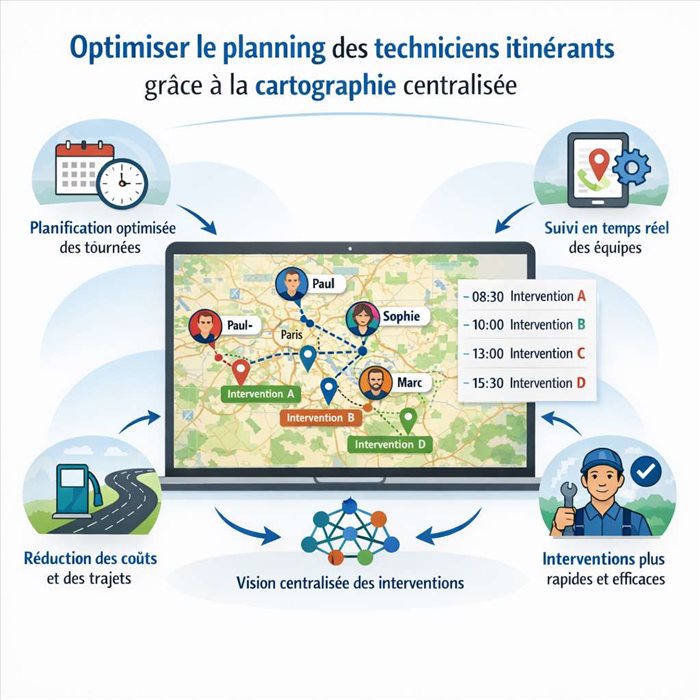 Optimiser le planning des techniciens itinérants avec la cartographie
